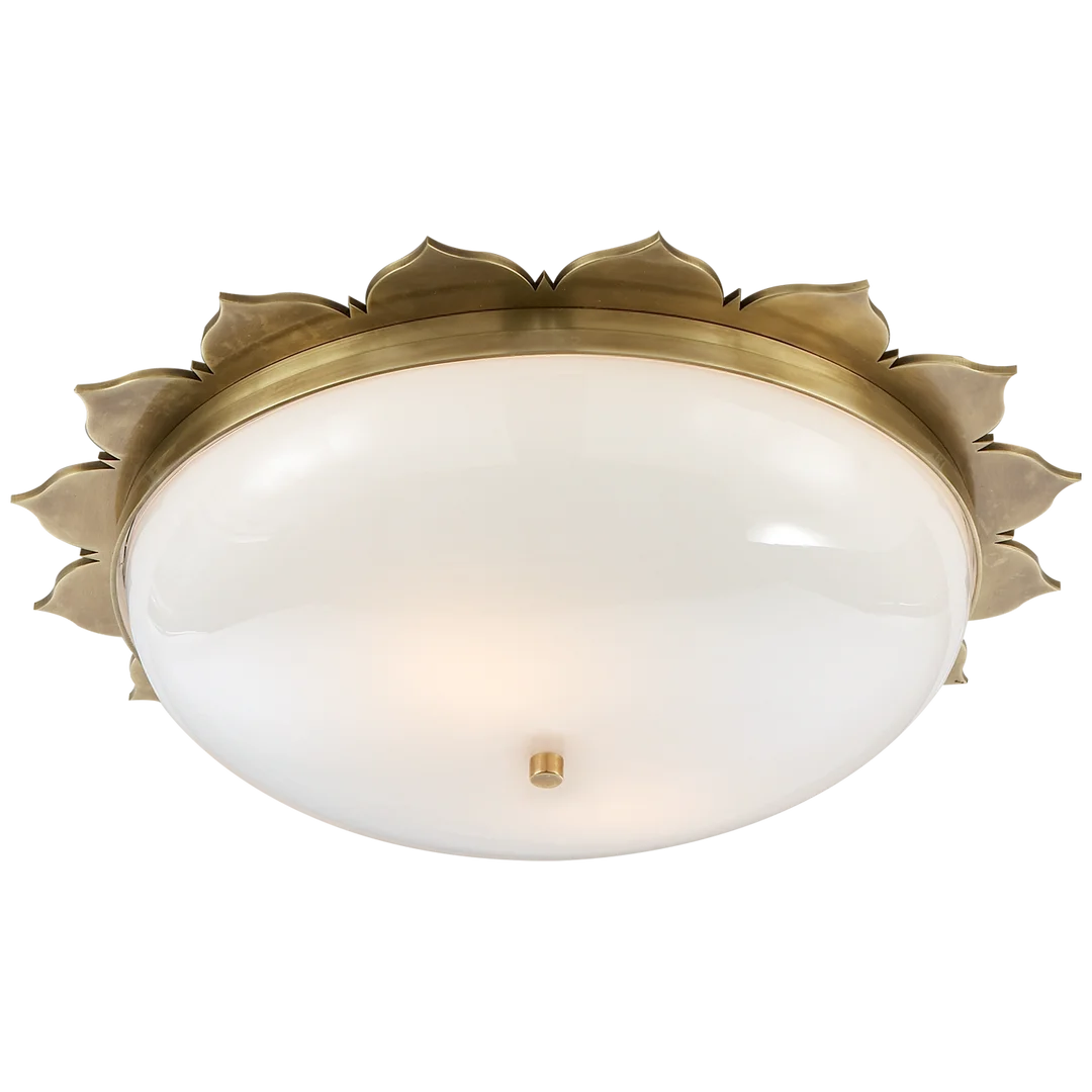 Rachael Large Flush Mount-Visual Comfort-VISUAL-AH 4030NB-WG-Flush MountsNatural Brass-White Glass-2-France and Son