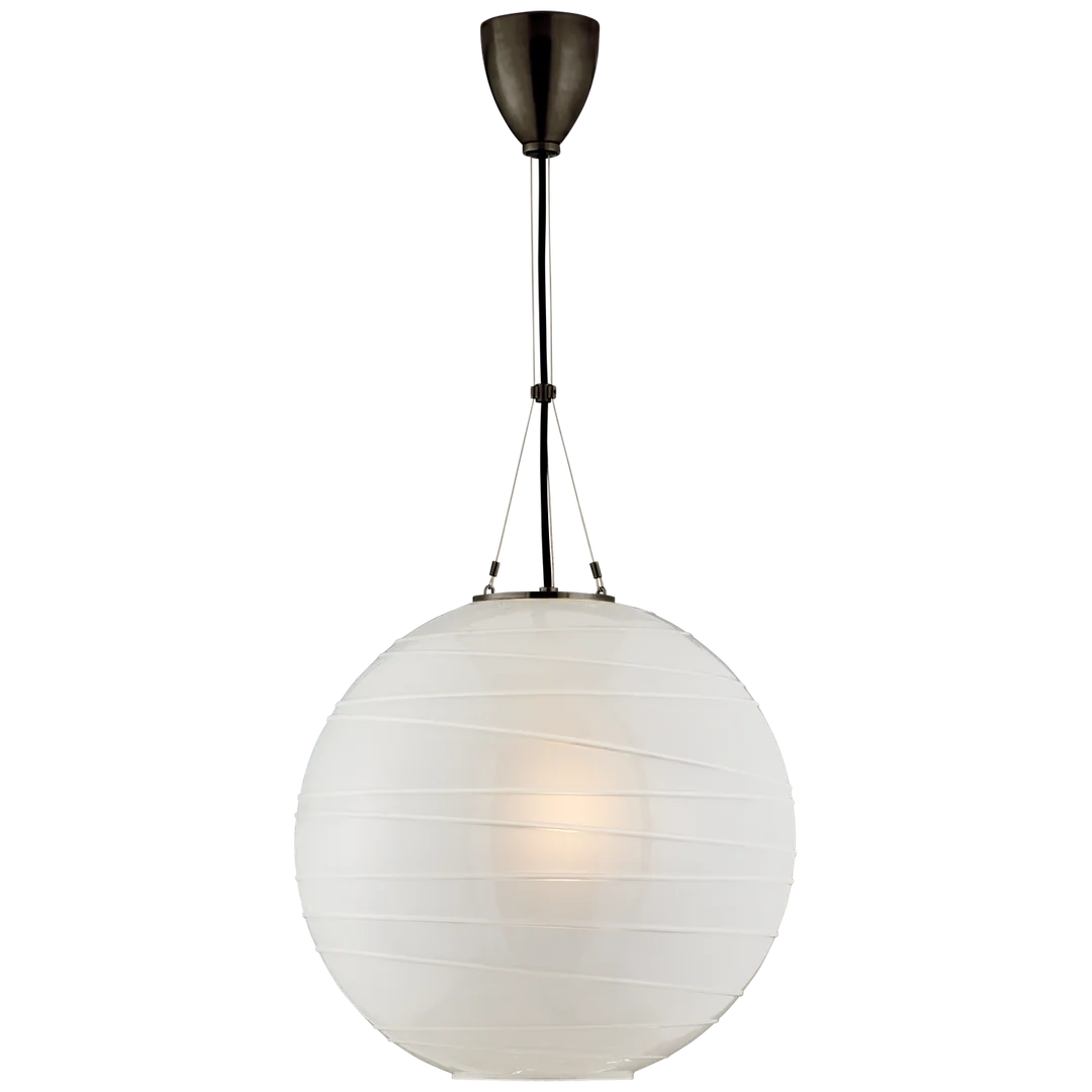 Harley Medium Round Pendant-Visual Comfort-VISUAL-AH 5015GM-FG-PendantsGun Metal-Frosted Glass-1-France and Son