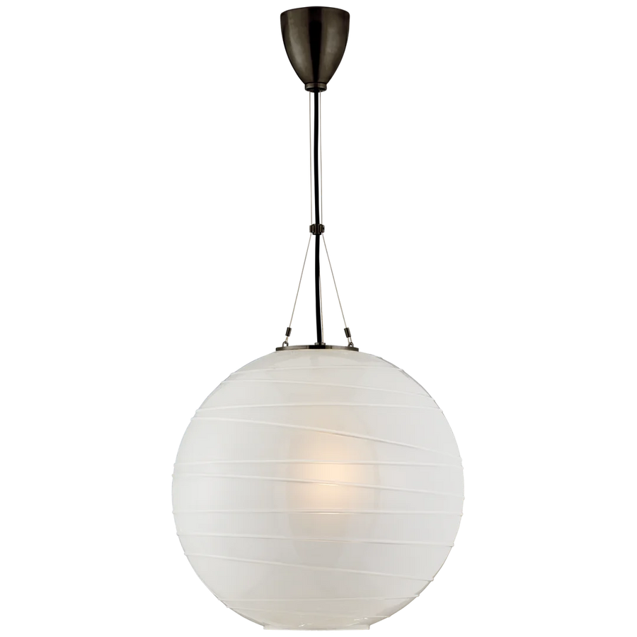 Harley Medium Round Pendant-Visual Comfort-VISUAL-AH 5015GM-FG-PendantsGun Metal-Frosted Glass-1-France and Son