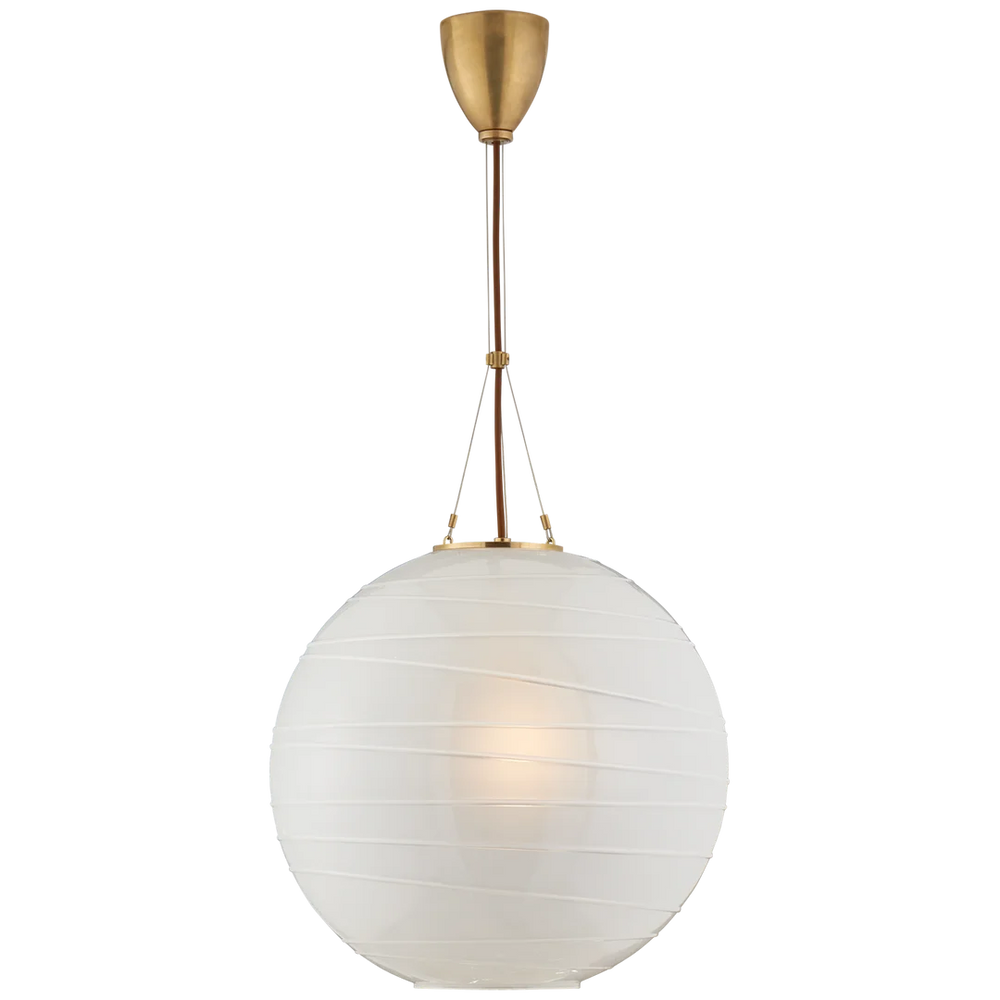 Harley Medium Round Pendant-Visual Comfort-VISUAL-AH 5015NB-FG-PendantsNatural Brass-Frosted Glass-2-France and Son