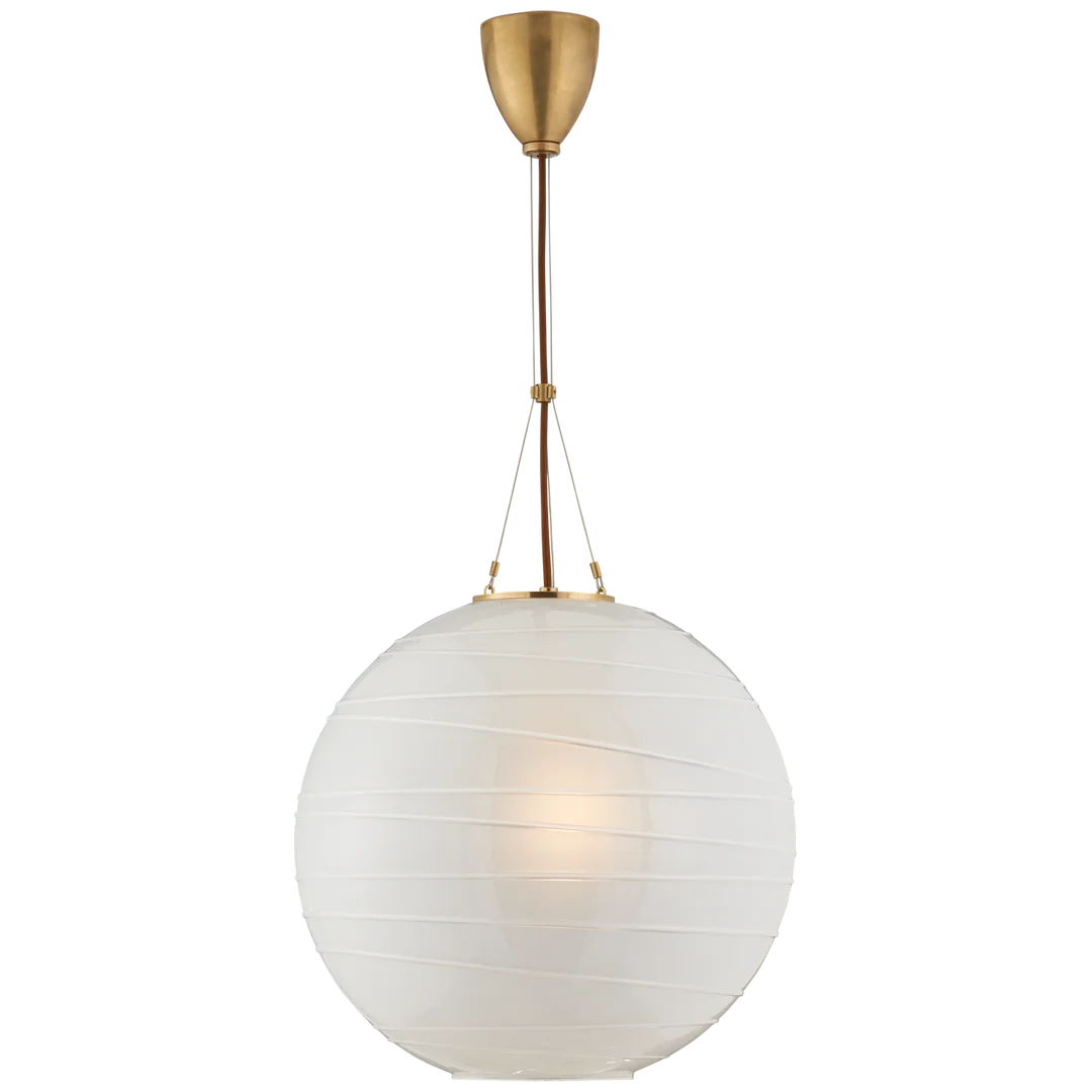 Harley Medium Round Pendant-Visual Comfort-VISUAL-AH 5015NB-FG-PendantsNatural Brass-Frosted Glass-2-France and Son