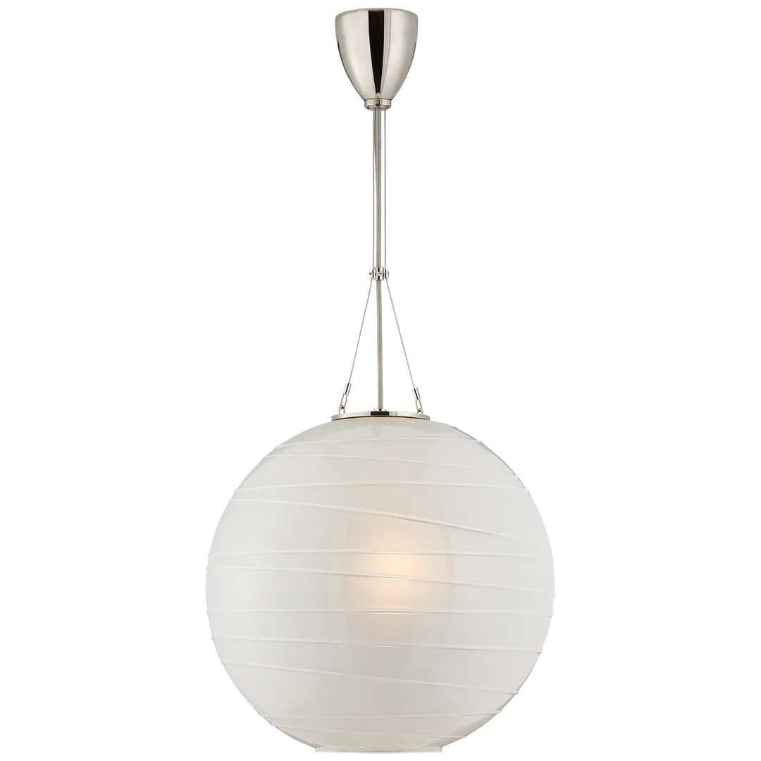 Harley Medium Round Pendant-Visual Comfort-VISUAL-AH 5015PN-FG-PendantsPolished Nickel-Frosted Glass-3-France and Son