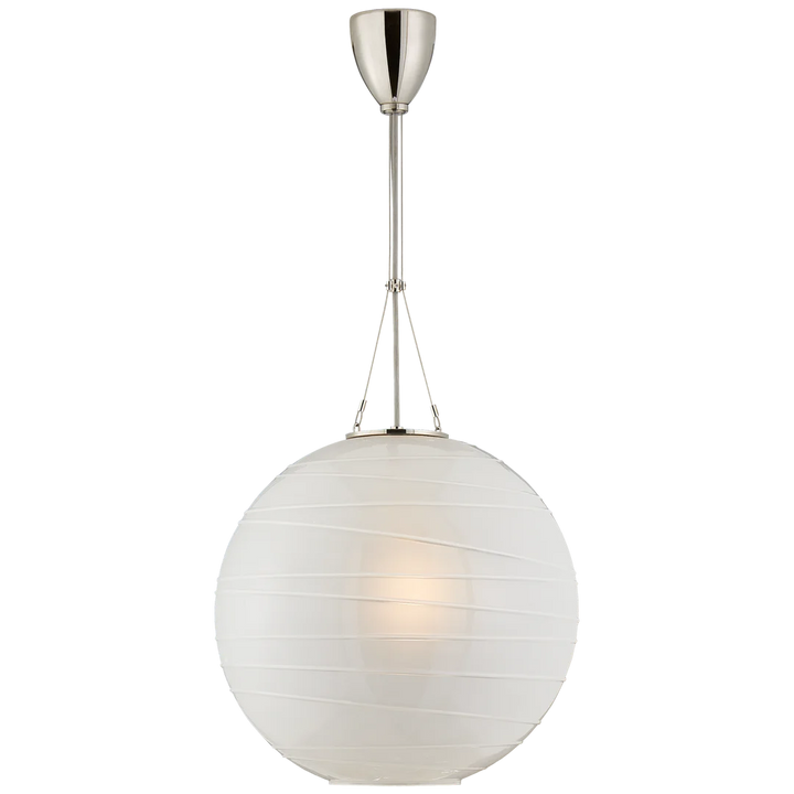 Harley Medium Round Pendant-Visual Comfort-VISUAL-AH 5015PN-FG-PendantsPolished Nickel-Frosted Glass-3-France and Son