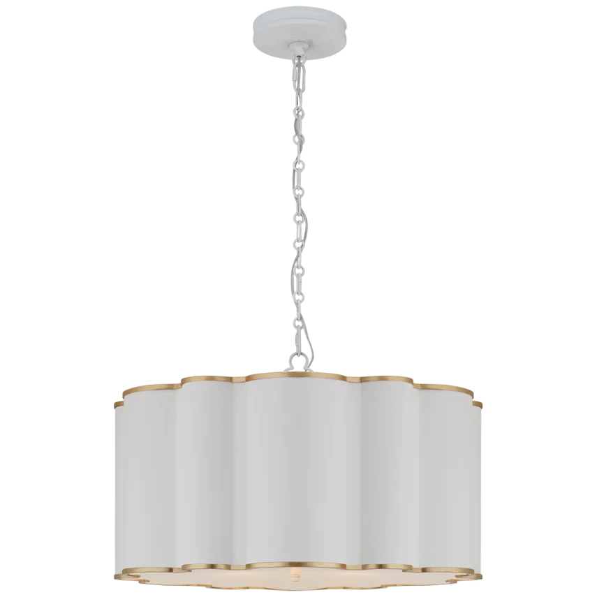 Mala Large Hanging Shade-Visual Comfort-VISUAL-AH 5215WHT/G-FA-ChandeliersWhite with Gild-6-France and Son