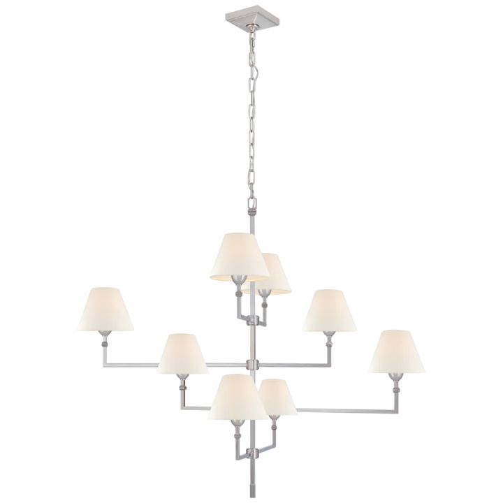 Janet Large Offset Chandelier-Visual Comfort-VISUAL-AH 5310PN-L-Polished Nickel with Linen Shades-4-France and Son