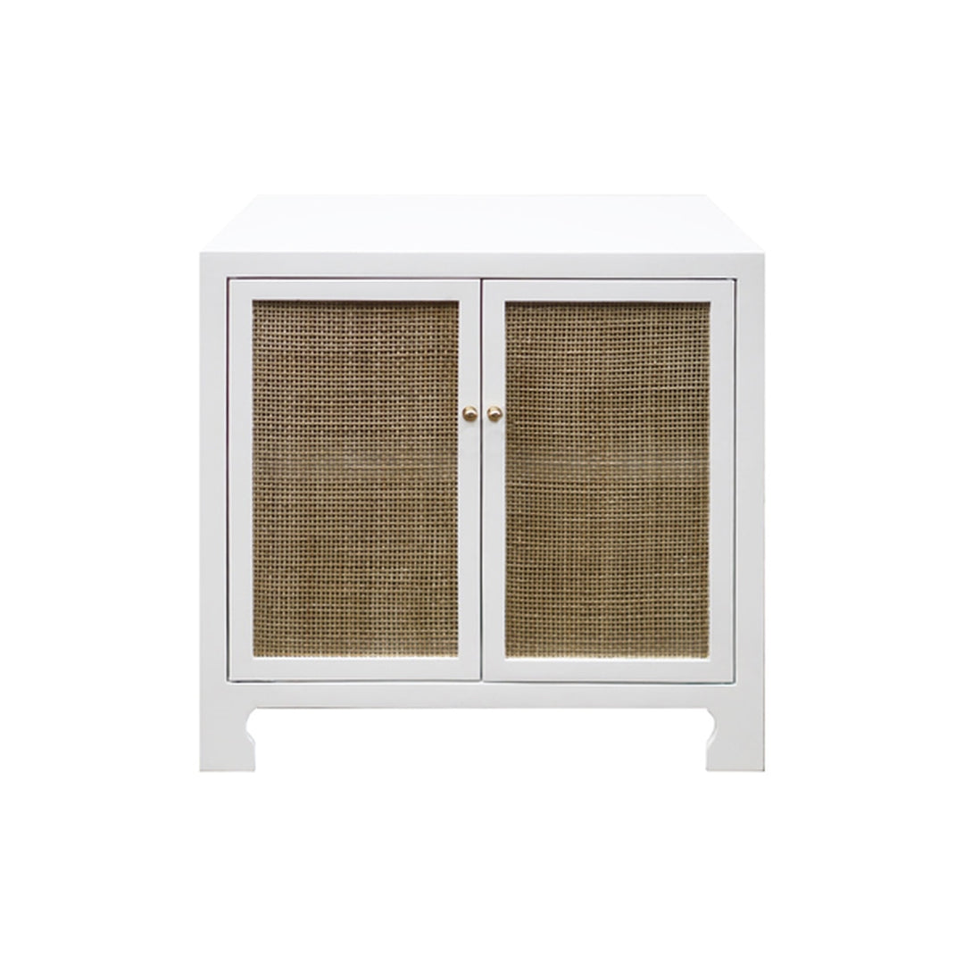 Alden Cane Cabinet with Brass Hardware-Worlds Away-WORLD-ALDEN WH-Sideboards & CredenzasWhite-1-France and Son