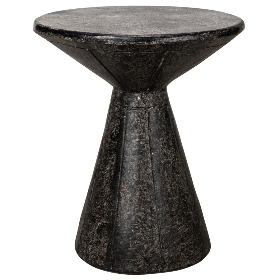 Pedestal Side Table - Black Fiber Cement-Noir-NOIR-AR-199BF-Side Tables-1-France and Son
