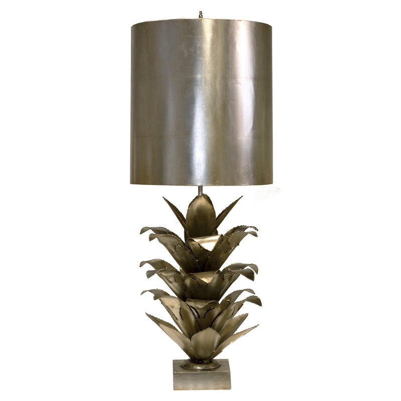 Arianna Brutalist Palm Table Lamp With Metal Shade-Worlds Away-WORLD-ARIANNA S-Table LampsSilver Leaf-2-France and Son