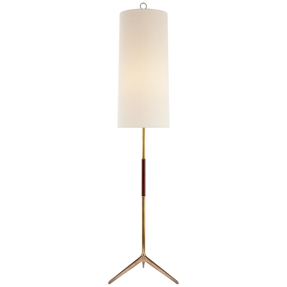 Frankfrut Floor Lamp-Visual Comfort-VISUAL-ARN 1001HAB-L-Floor LampsHand-Rubbed Antique Brass with Mahogany Accents-Linen Shade-2-France and Son