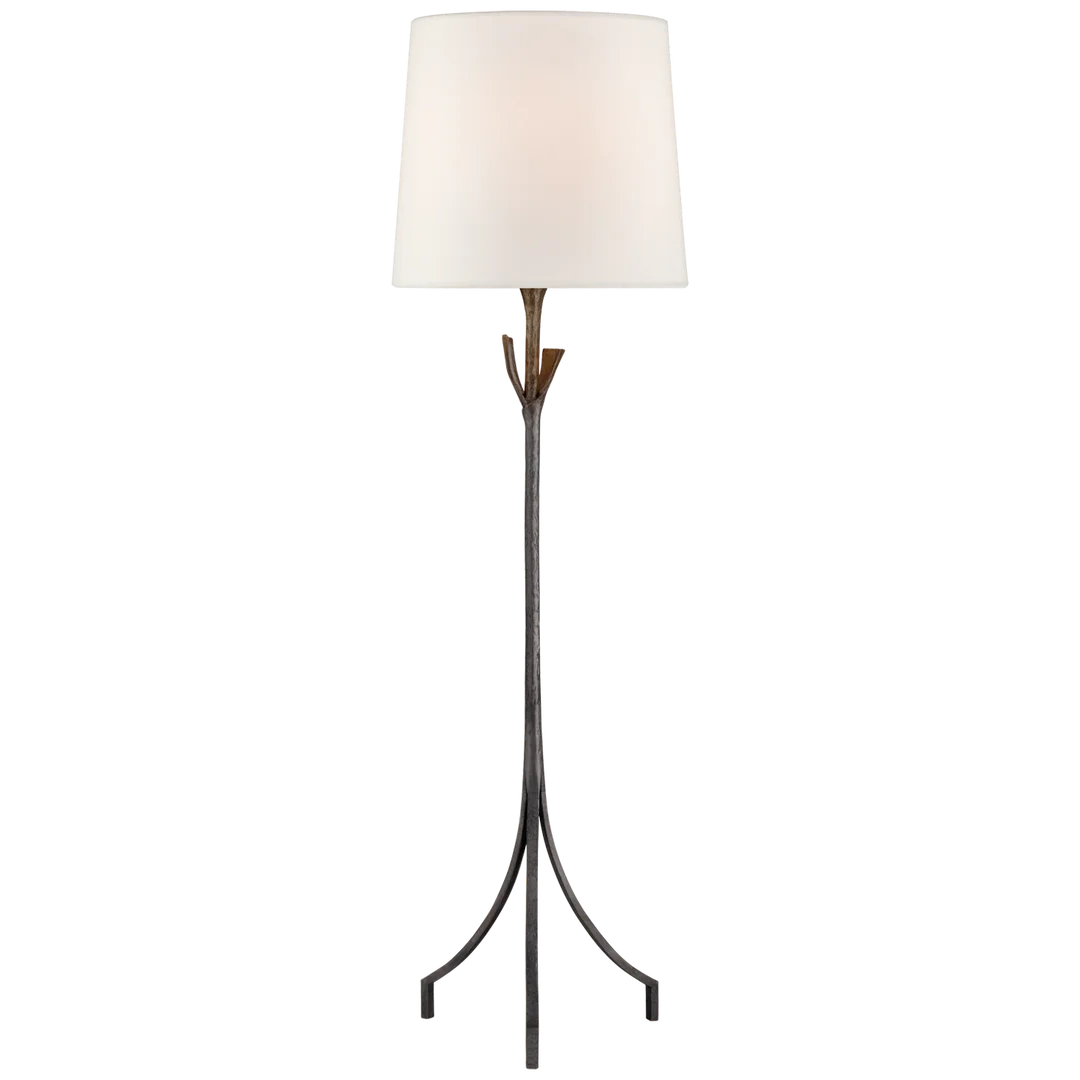 Fiona Floor Lamp-Visual Comfort-VISUAL-ARN 1080AI-L-Floor LampsAged Iron-Linen Shade-1-France and Son