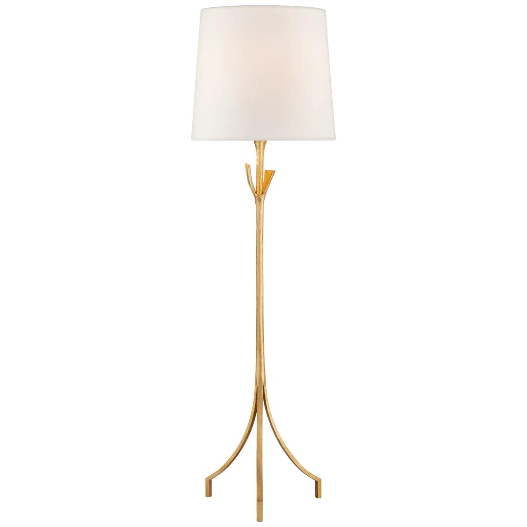 Fiona Floor Lamp-Visual Comfort-VISUAL-ARN 1080G-L-Floor LampsGild-Linen Shade-2-France and Son