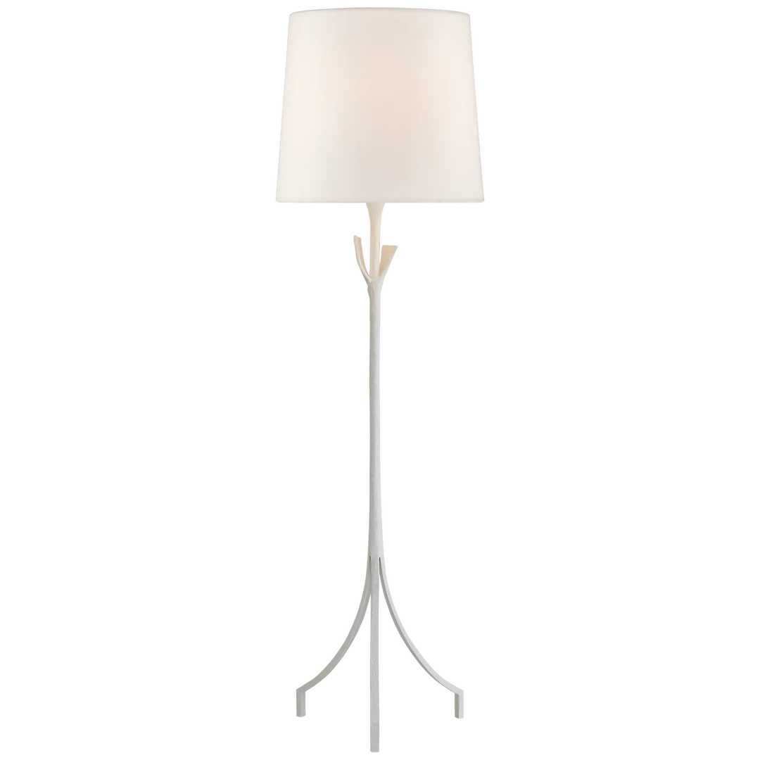 Fiona Floor Lamp-Visual Comfort-VISUAL-ARN 1080PW-L-Floor LampsPlaster White-Linen Shade-3-France and Son