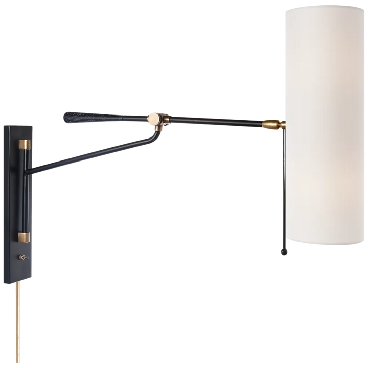 Frankton Articulating Wall Light-Visual Comfort-VISUAL-ARN 2002BLK-L-Wall LightingBlack and Brass-1-France and Son