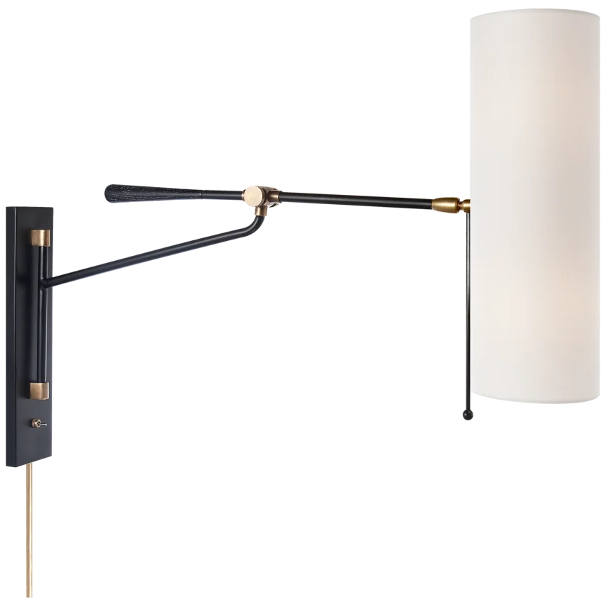 Frankton Articulating Wall Light-Visual Comfort-VISUAL-ARN 2002BLK-L-Wall LightingBlack and Brass-1-France and Son