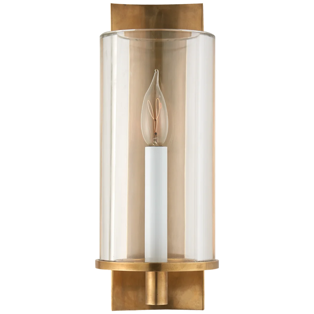 Deus Single Sconce-Visual Comfort-VISUAL-ARN 2010HAB-CG-Outdoor Wall SconcesHand-Rubbed Antique Brass-Clear Glass-2-France and Son