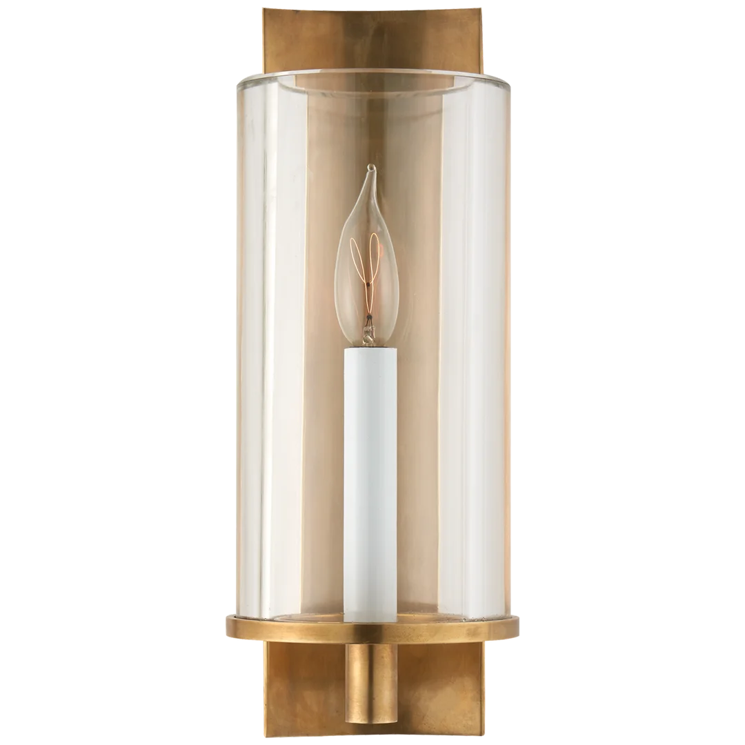 Deus Single Sconce-Visual Comfort-VISUAL-ARN 2010HAB-CG-Outdoor Wall SconcesHand-Rubbed Antique Brass-Clear Glass-2-France and Son