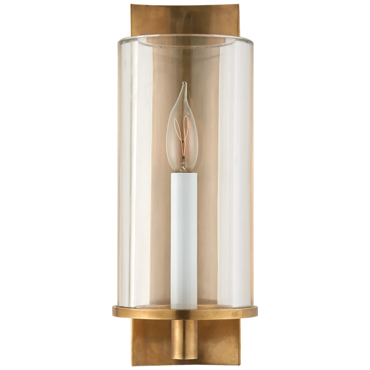 Deus Single Sconce-Visual Comfort-VISUAL-ARN 2010HAB-CG-Outdoor Wall SconcesHand-Rubbed Antique Brass-Clear Glass-2-France and Son