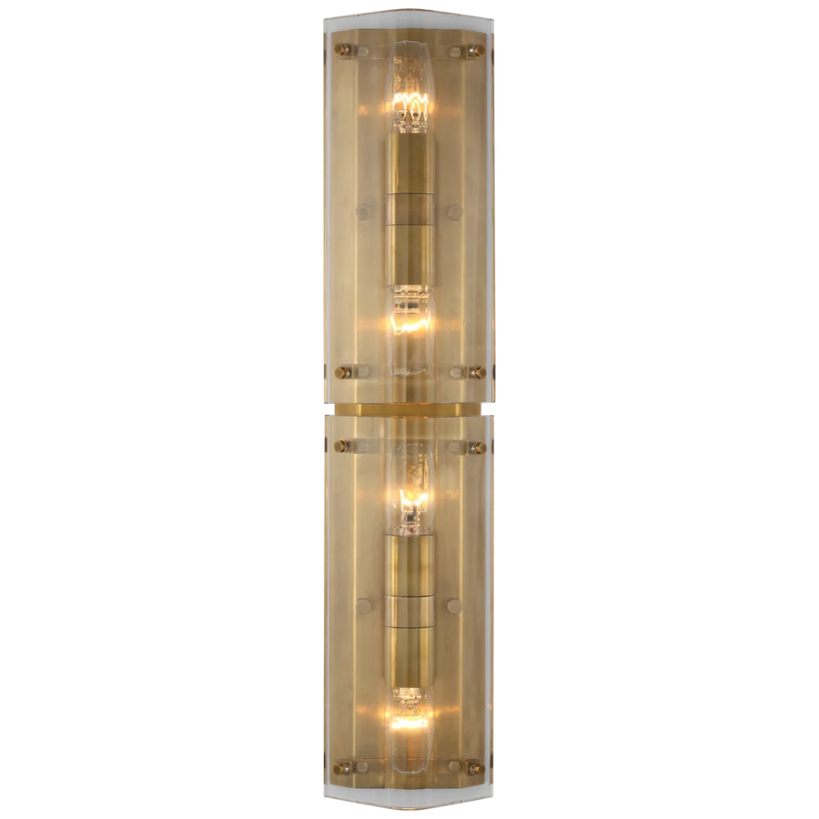 Clarkson 25" Sconce-Visual Comfort-VISUAL-ARN 2044CG/PN-Outdoor Wall SconcesCrystal and Hand-Rubbed Antique Brass-1-France and Son