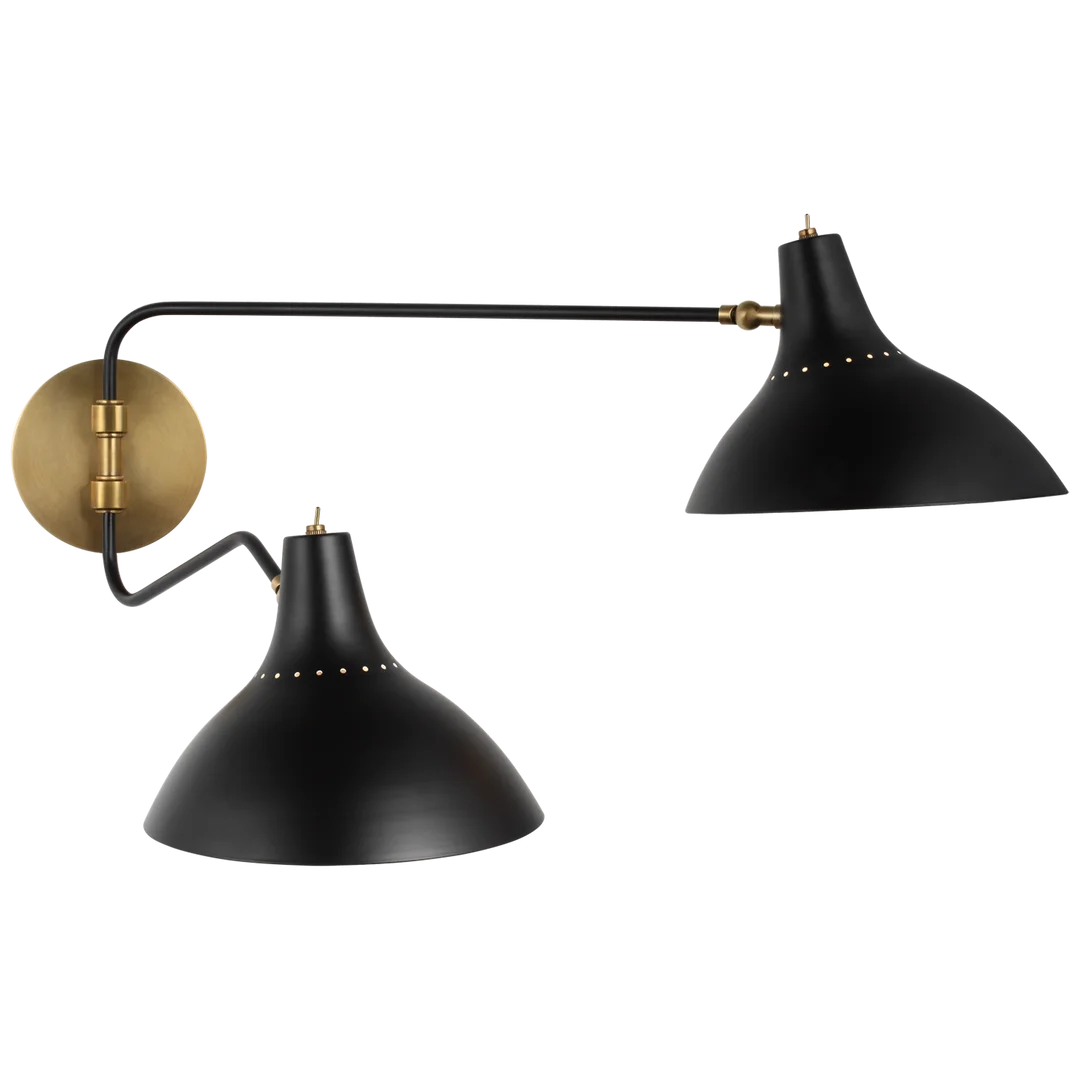 Charly Double Wall Light-Visual Comfort-VISUAL-ARN 2071BLK-Wall LightingMedium-Black-4-France and Son