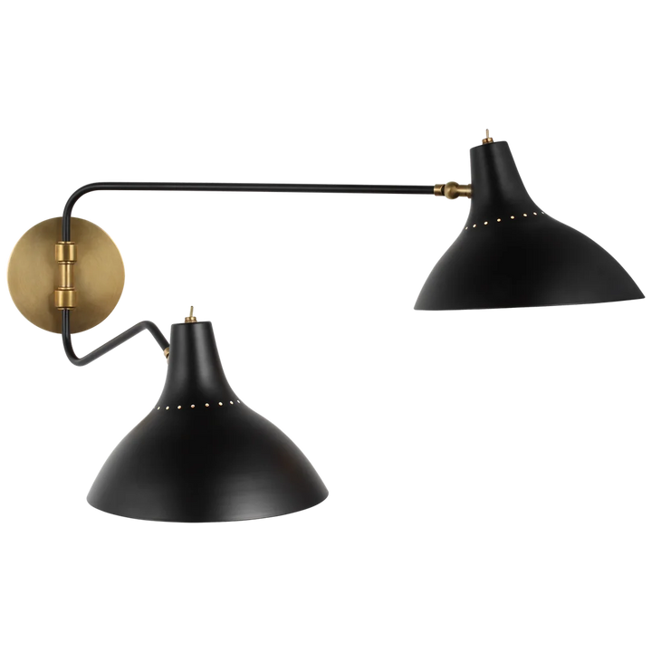 Charly Double Wall Light-Visual Comfort-VISUAL-ARN 2071BLK-Wall LightingMedium-Black-4-France and Son