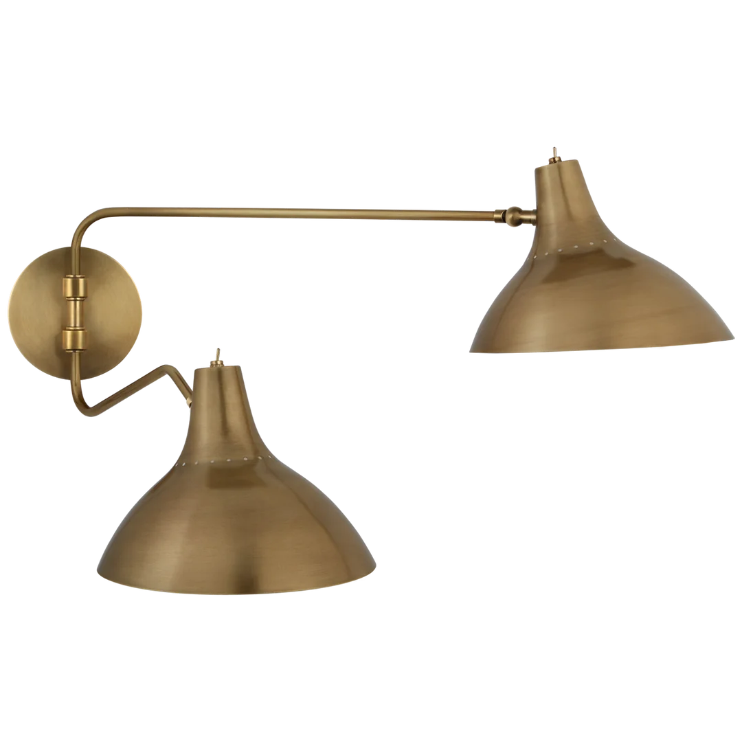 Charly Double Wall Light-Visual Comfort-VISUAL-ARN 2071HAB-Wall LightingMedium-Hand-Rubbed Antique Brass-5-France and Son