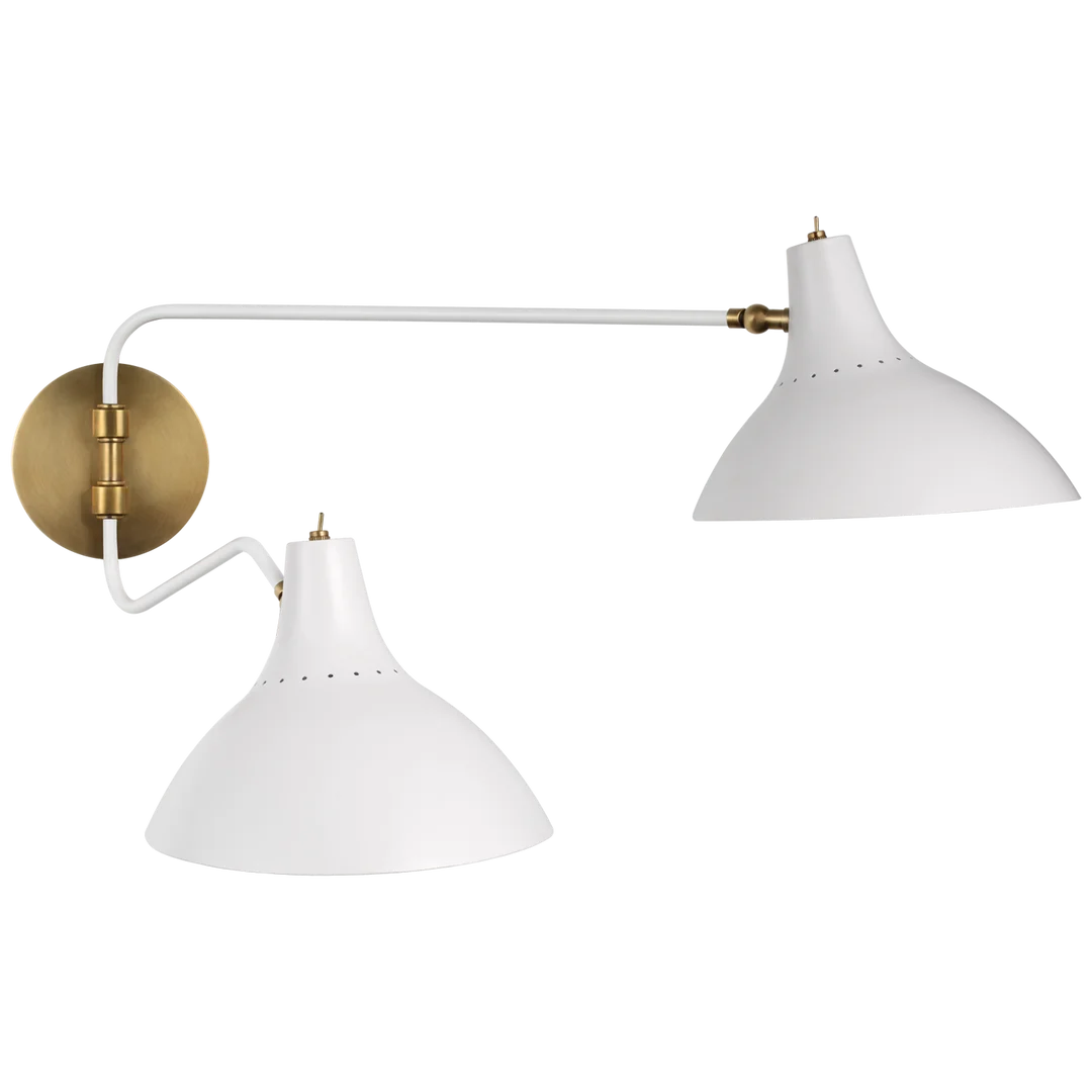 Charly Double Wall Light-Visual Comfort-VISUAL-ARN 2071WHT-Wall LightingMedium-White-6-France and Son