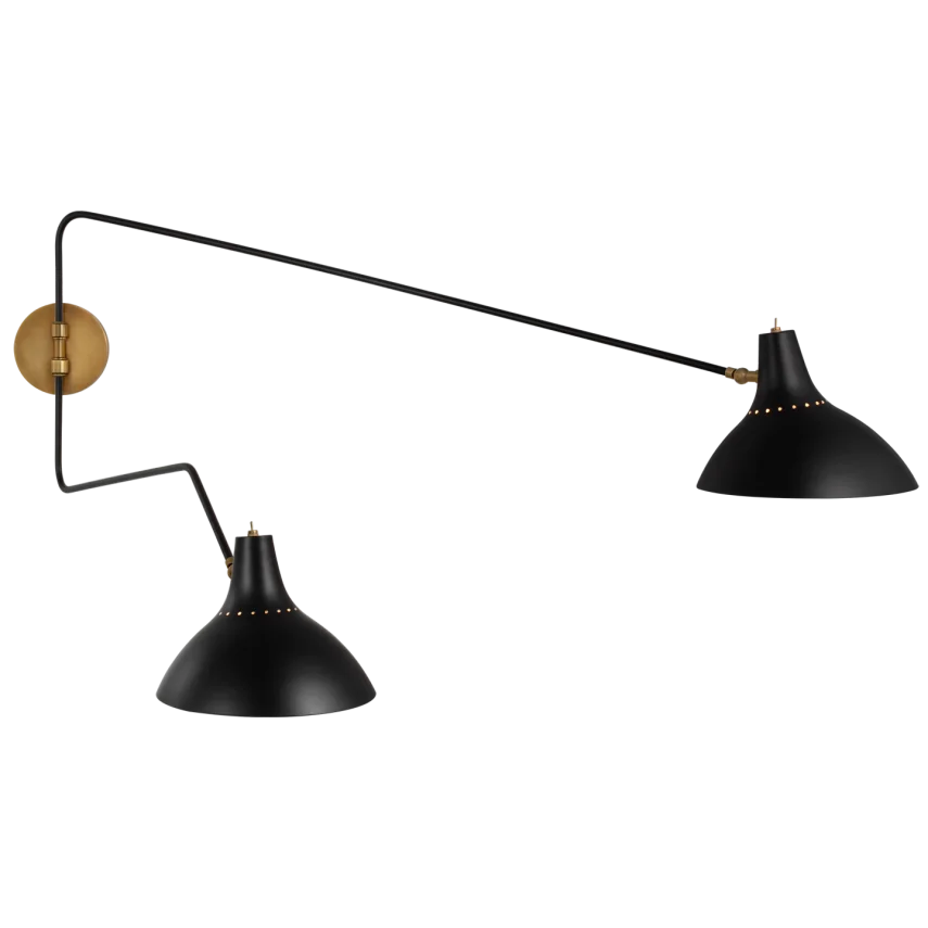 Charly Large Double Wall Light-Visual Comfort-VISUAL-ARN 2072BLK-Wall LightingBlack-1-France and Son