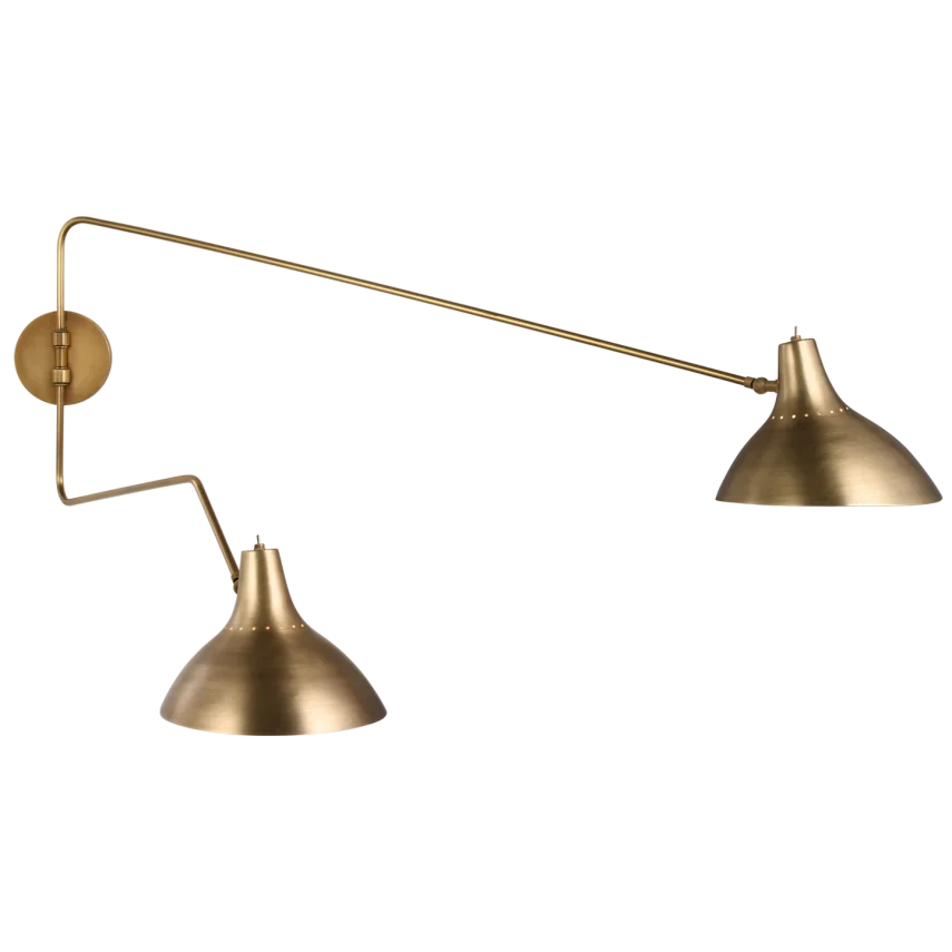 Charly Large Double Wall Light-Visual Comfort-VISUAL-ARN 2072HAB-Wall LightingHand-Rubbed Antique Brass-2-France and Son