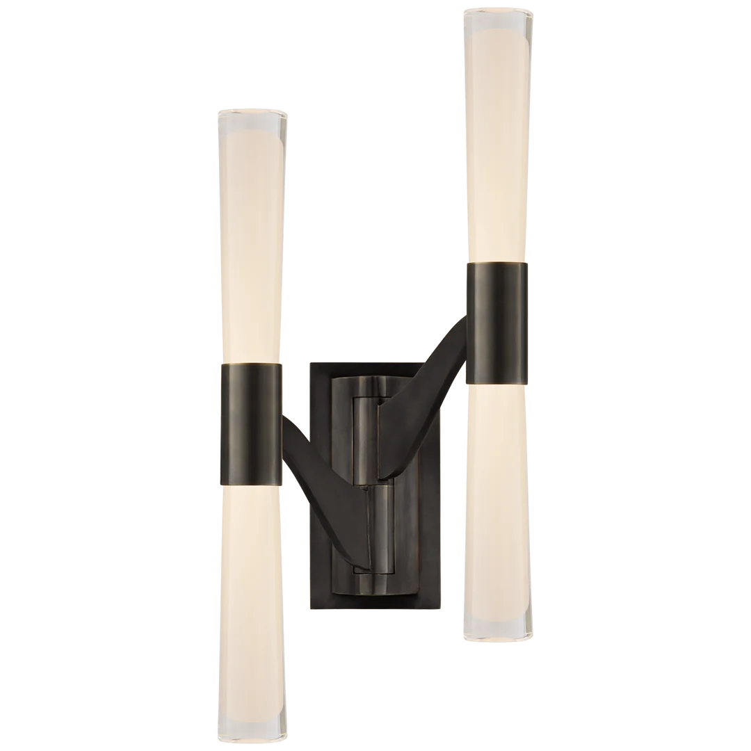 Brenda Large Double Articulating Sconce-Visual Comfort-VISUAL-ARN 2471BZ-CG-Wall LightingBronze/White Glass-1-France and Son