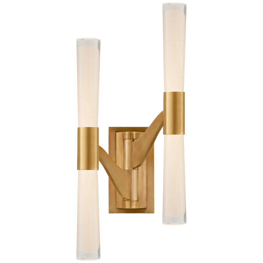 Brenda Large Double Articulating Sconce-Visual Comfort-VISUAL-ARN 2471HAB-CG-Wall LightingHand-Rubbed Antique Brass/White Glass-2-France and Son