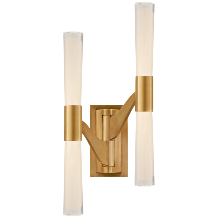 Brenda Large Double Articulating Sconce-Visual Comfort-VISUAL-ARN 2471HAB-CG-Wall LightingHand-Rubbed Antique Brass/White Glass-2-France and Son