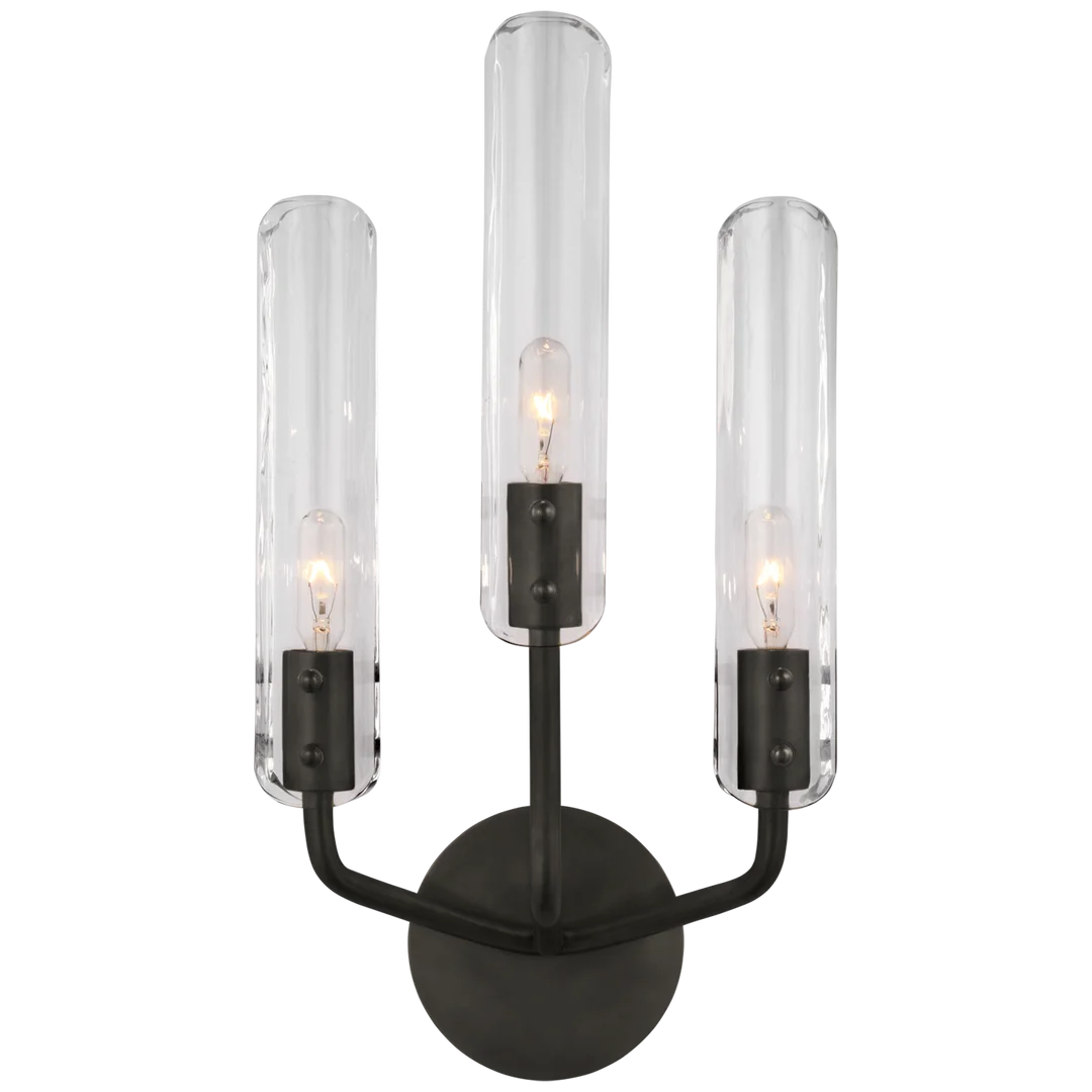 Cassandra 17" Triple Sconce-Visual Comfort-VISUAL-ARN 2483BZ-CG-Wall LightingBronze-Clear Glass-1-France and Son