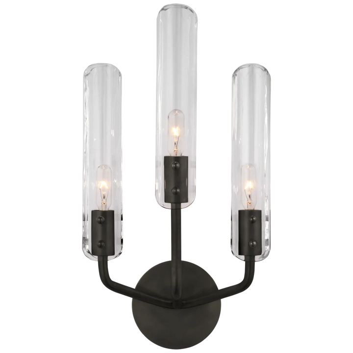 Cassandra 17" Triple Sconce-Visual Comfort-VISUAL-ARN 2483BZ-CG-Wall LightingBronze-Clear Glass-1-France and Son