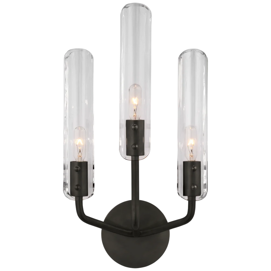 Cassandra 17" Triple Sconce-Visual Comfort-VISUAL-ARN 2483BZ-CG-Wall LightingBronze-Clear Glass-1-France and Son