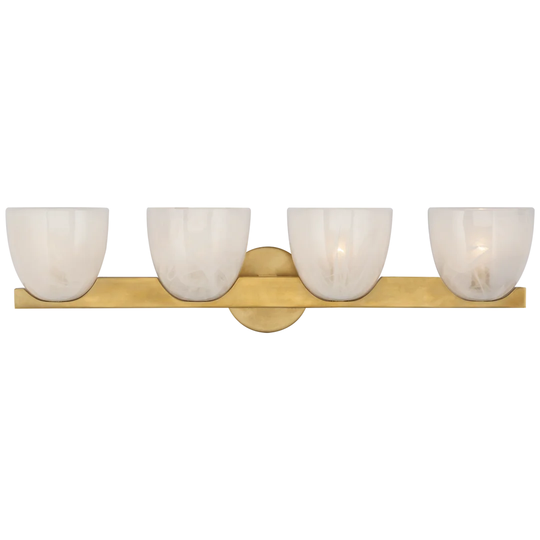 Cira 4 - Light Bath Sconce-Visual Comfort-VISUAL-ARN 2493HAB-WSG-Wall SconcesBrass-White Strie Glass-3-France and Son