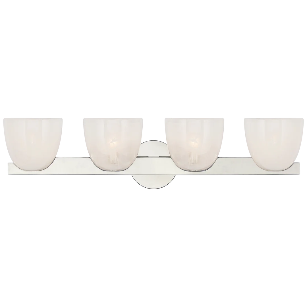 Cira 4 - Light Bath Sconce-Visual Comfort-VISUAL-ARN 2493PN-WSG-Wall SconcesNickel-White Strie Glass-6-France and Son