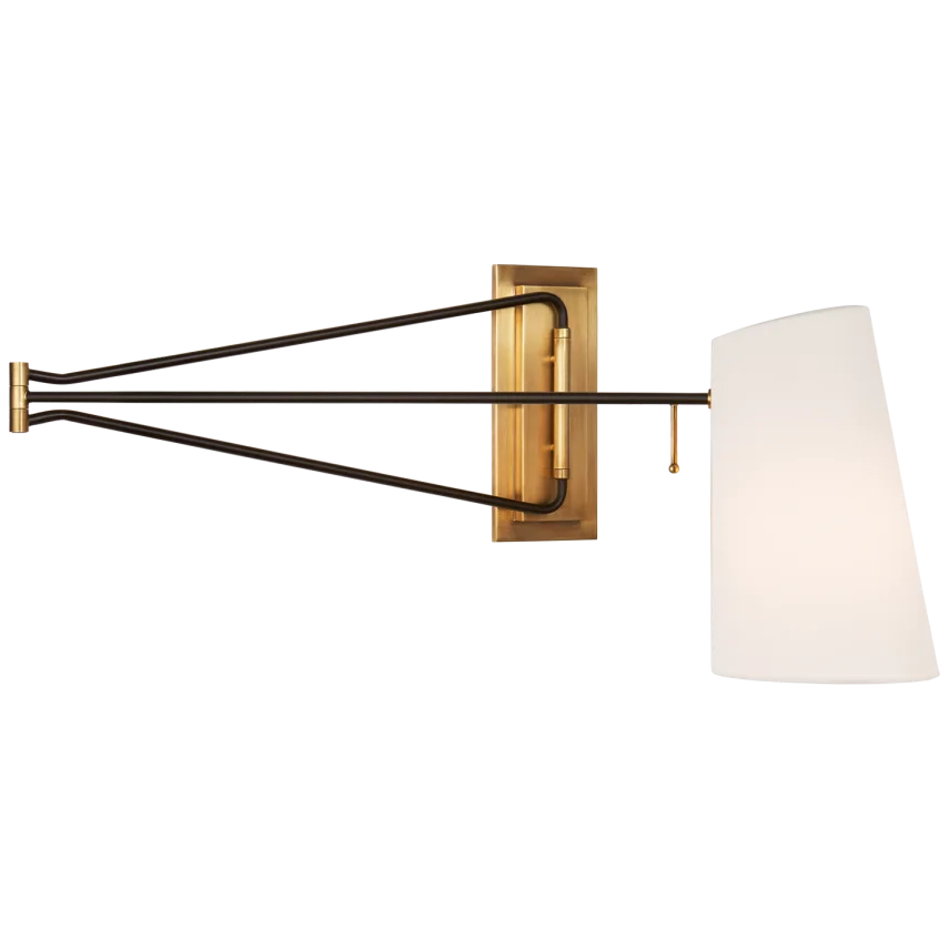 Keira Large Swing Arm Wall Light-Visual Comfort-VISUAL-ARN 2651HAB/BLK-L-Wall LightingHand-Rubbed Antique Brass and Black-1-France and Son