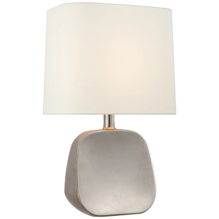 Alma Medium Table Lamp-Visual Comfort-VISUAL-ARN 3318BSL-L-Table LampsBurnished Silver Leaf-Linen Shade-1-France and Son