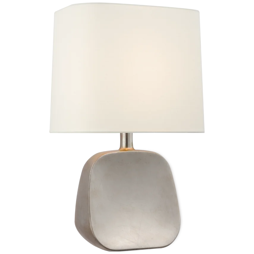 Alma Medium Table Lamp-Visual Comfort-VISUAL-ARN 3318BSL-L-Table LampsBurnished Silver Leaf-Linen Shade-1-France and Son