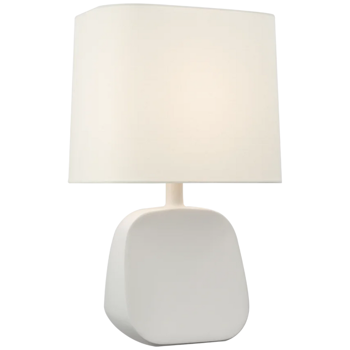 Alma Medium Table Lamp-Visual Comfort-VISUAL-ARN 3318PW-L-Table LampsPlaster White-Linen Shade-3-France and Son