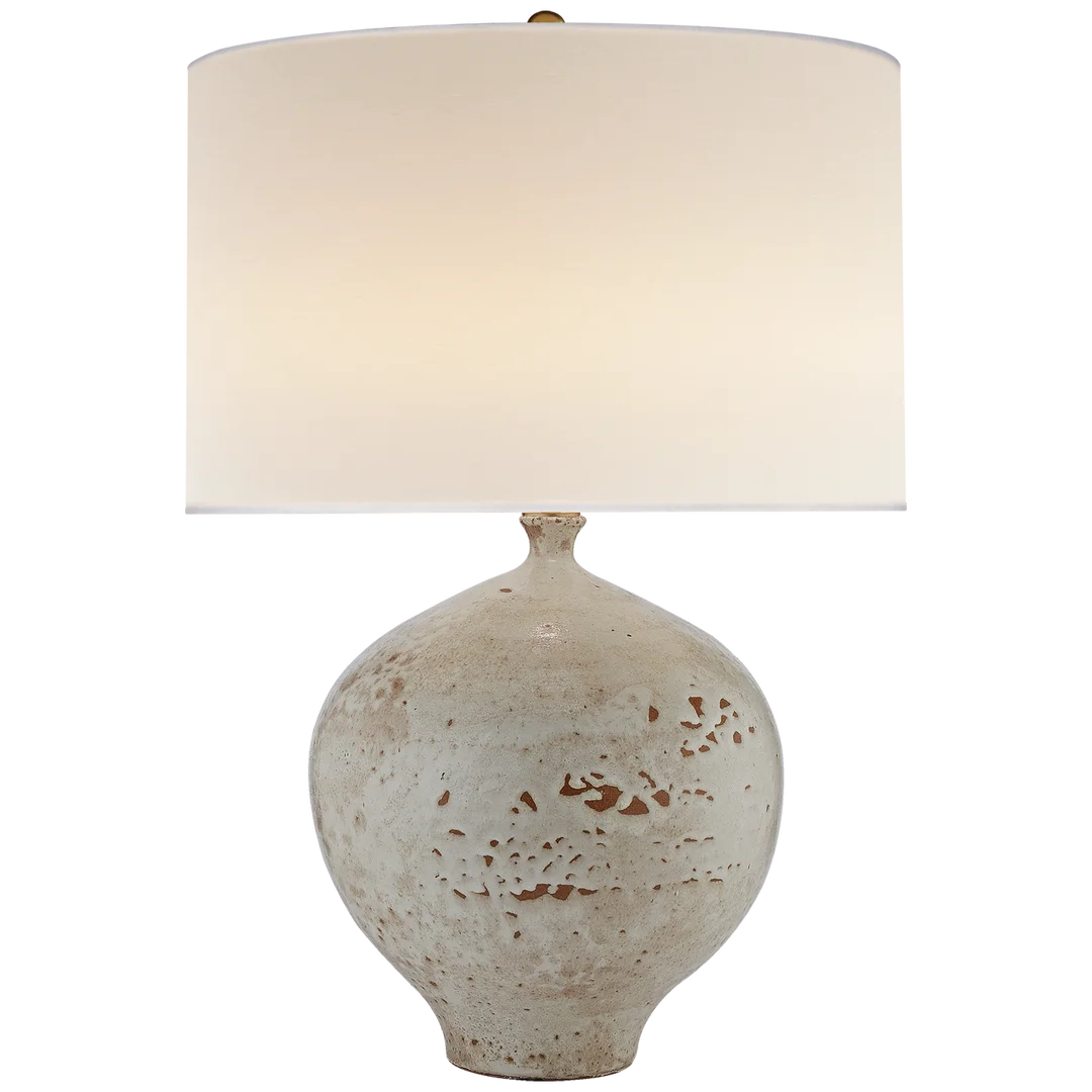 Giles Table Lamp-Visual Comfort-VISUAL-ARN 3610PHW-L-Table LampsPharaoh White-Linen Shade-2-France and Son