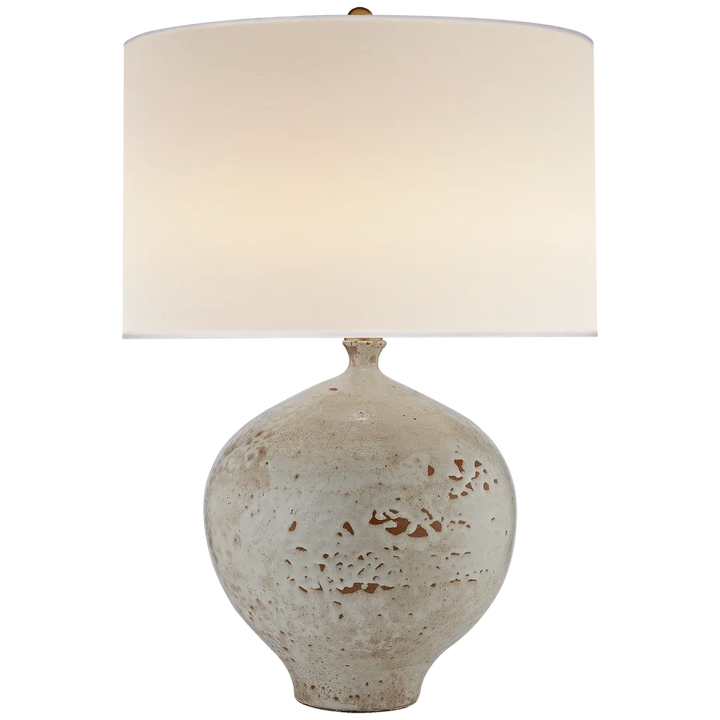 Giles Table Lamp-Visual Comfort-VISUAL-ARN 3610PHW-L-Table LampsPharaoh White-Linen Shade-2-France and Son