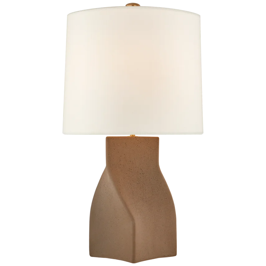 Clarabel Large Table Lamp-Visual Comfort-VISUAL-ARN 3635CNB-L-Table LampsCanyon Brown-Linen Shade-1-France and Son