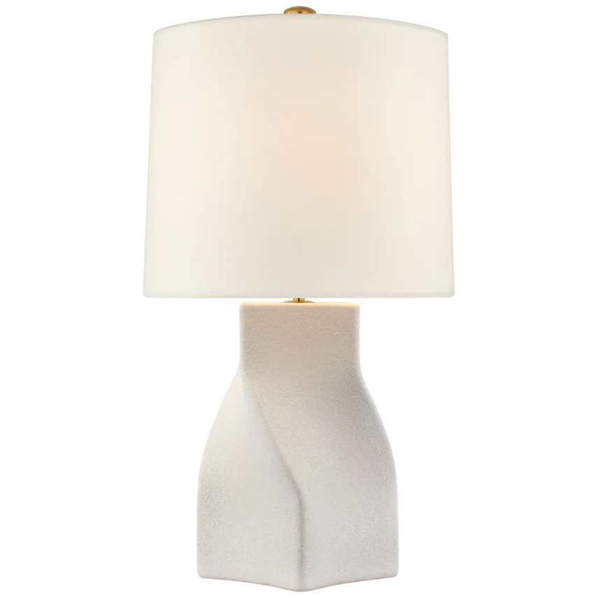 Clarabel Large Table Lamp-Visual Comfort-VISUAL-ARN 3635PRW-L-Table LampsPorous White-Linen Shade-3-France and Son