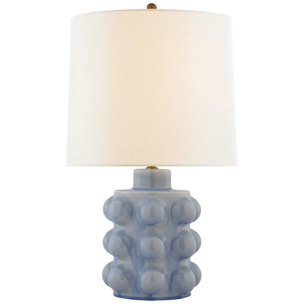 Vedro Medium Table Lamp-Visual Comfort-VISUAL-ARN 3645PBC-L-Table LampsPolar Blue Crackle-Linen Shade-2-France and Son