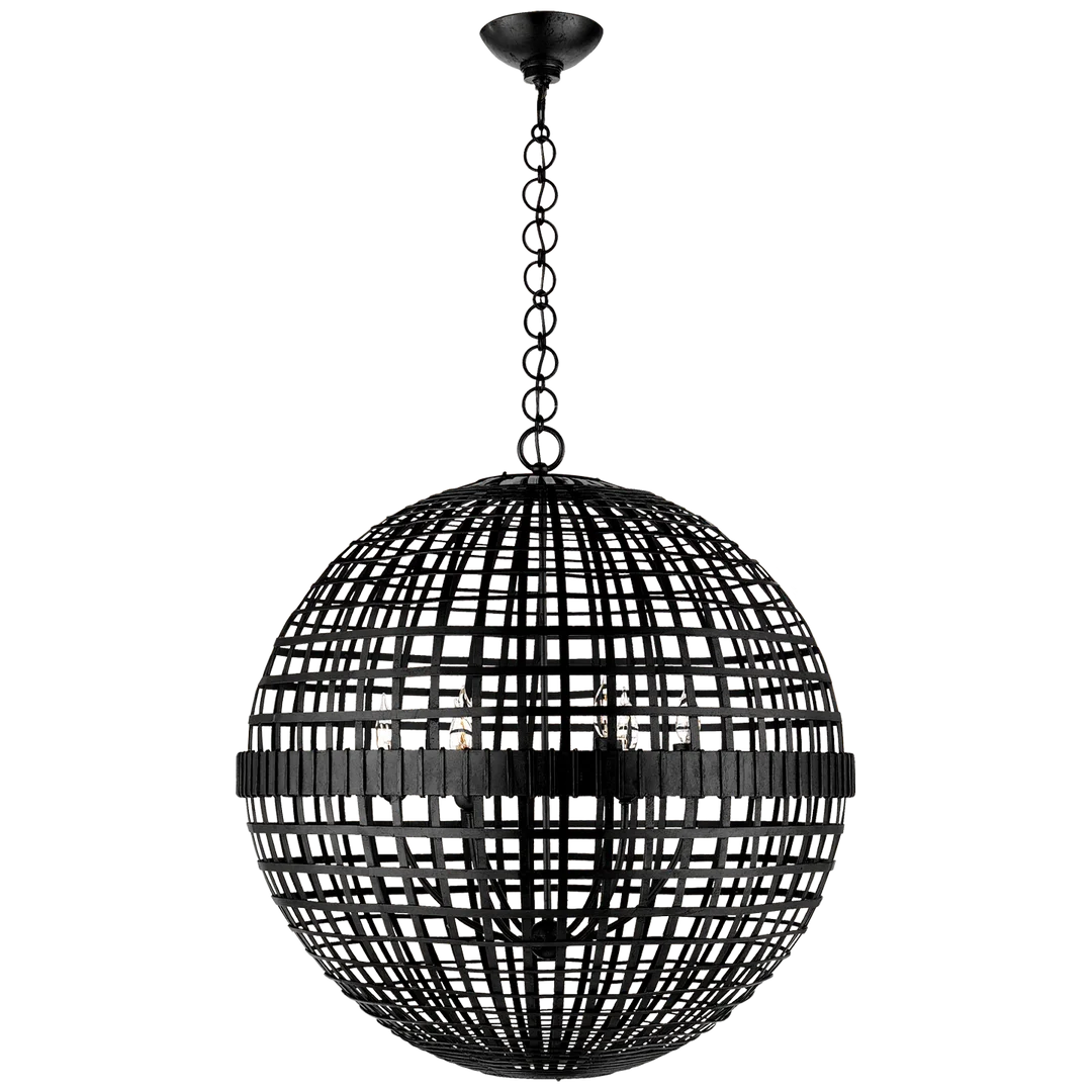 Miley Large Globe Lantern-Visual Comfort-VISUAL-ARN 5002AI-PendantsAged Iron-1-France and Son