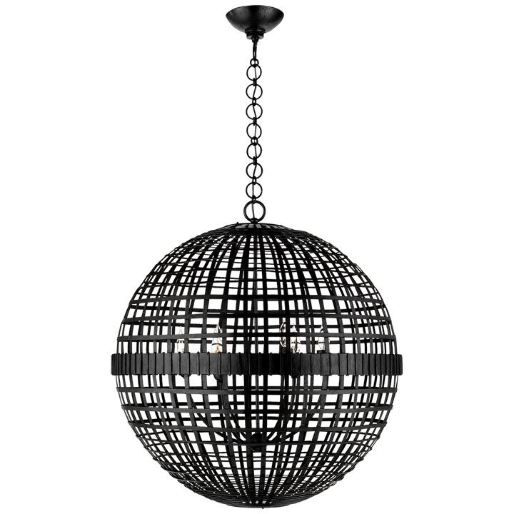 Miley Large Globe Lantern-Visual Comfort-VISUAL-ARN 5002AI-PendantsAged Iron-1-France and Son