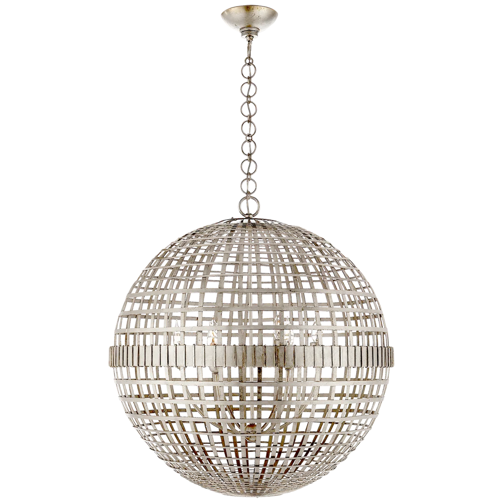 Miley Large Globe Lantern-Visual Comfort-VISUAL-ARN 5002BSL-PendantsBurnished Silver Leaf-2-France and Son