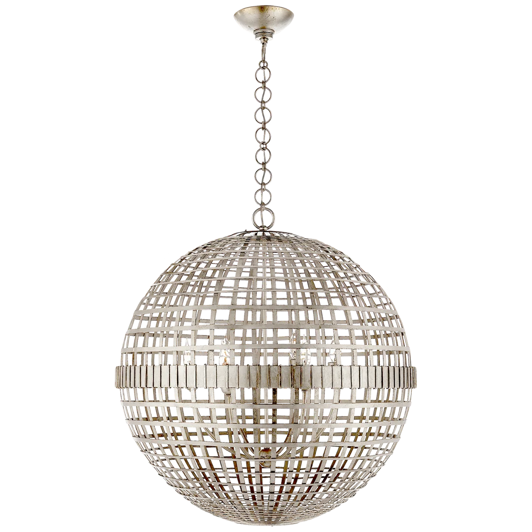 Miley Large Globe Lantern-Visual Comfort-VISUAL-ARN 5002BSL-PendantsBurnished Silver Leaf-2-France and Son