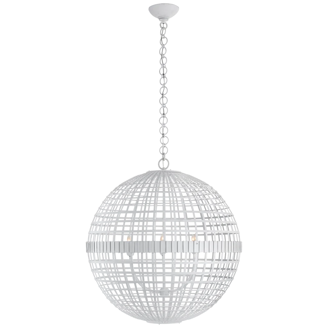 Miley Large Globe Lantern-Visual Comfort-VISUAL-ARN 5002PW-PendantsPlaster White-4-France and Son